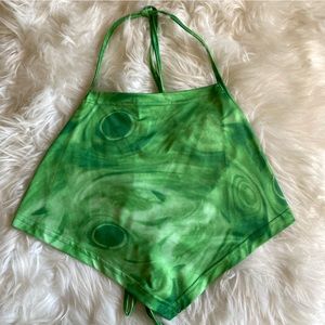SHEIN Halter Hydro Green Tie Crop Top Size Small